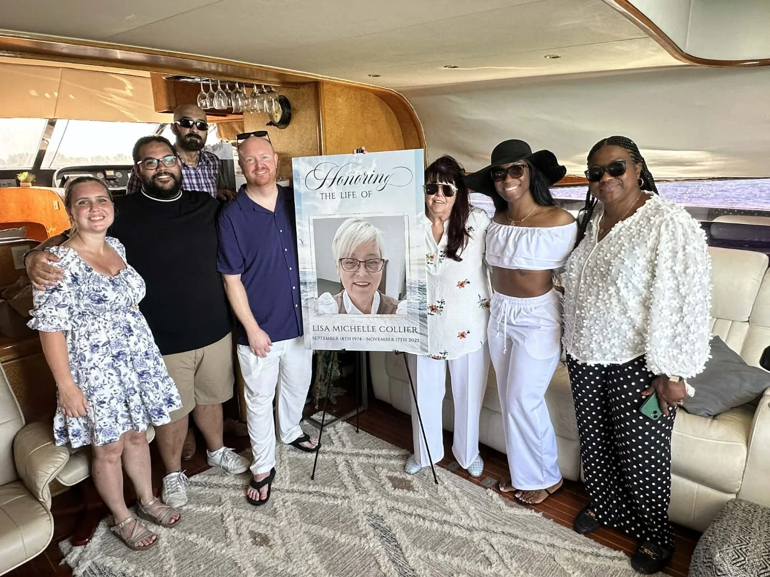 Family and close friends gathered with Lisa's memorial tribute
