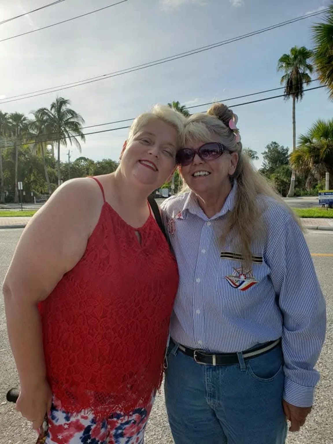 Lisa with her mom outdoors