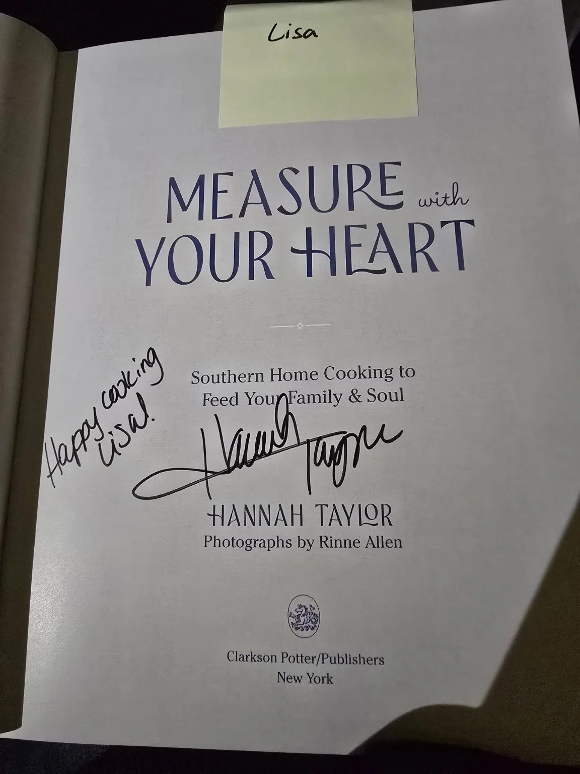 Lisa's signed copy of Measure with Your Heart