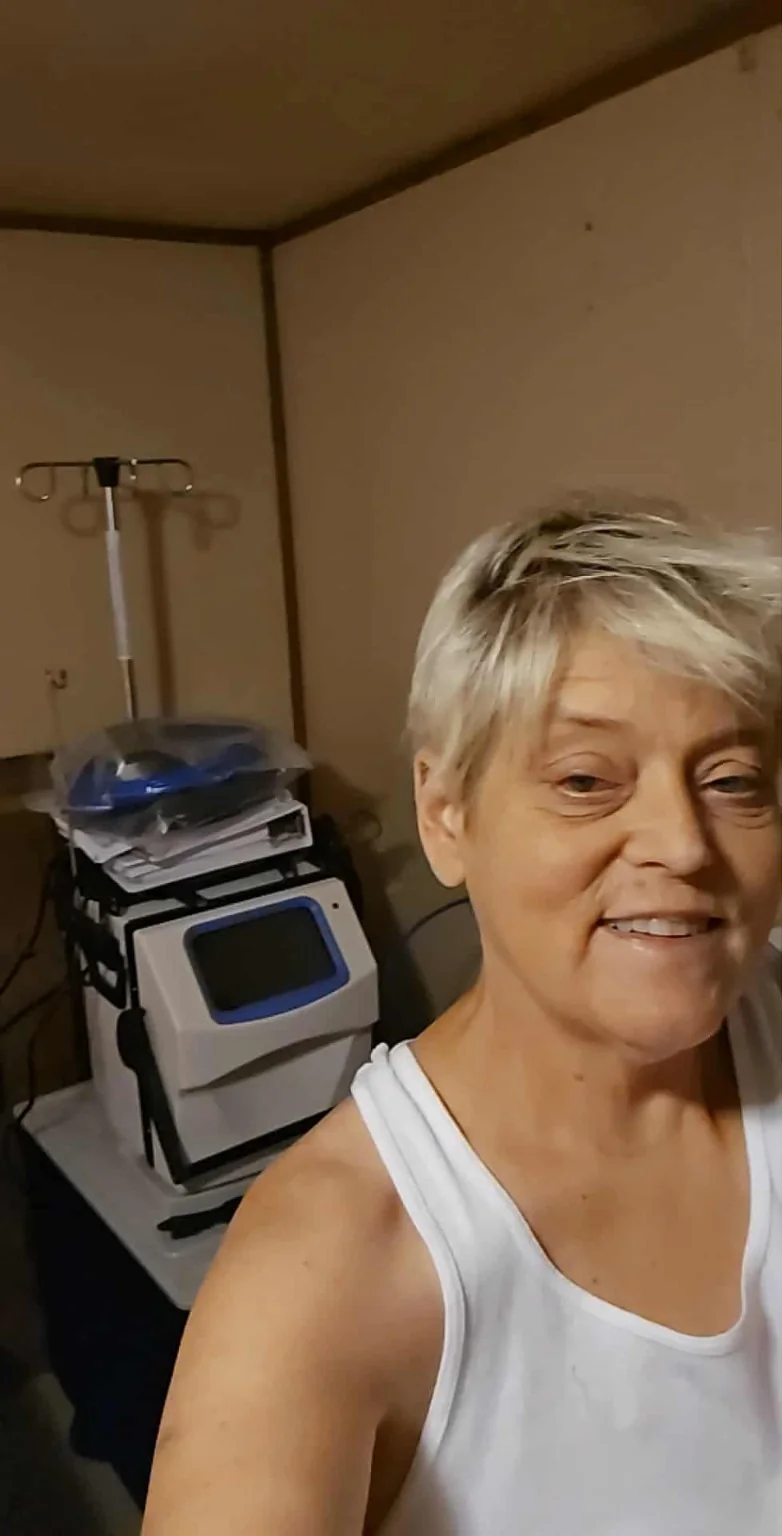 Lisa during medical treatment while living with kidney failure